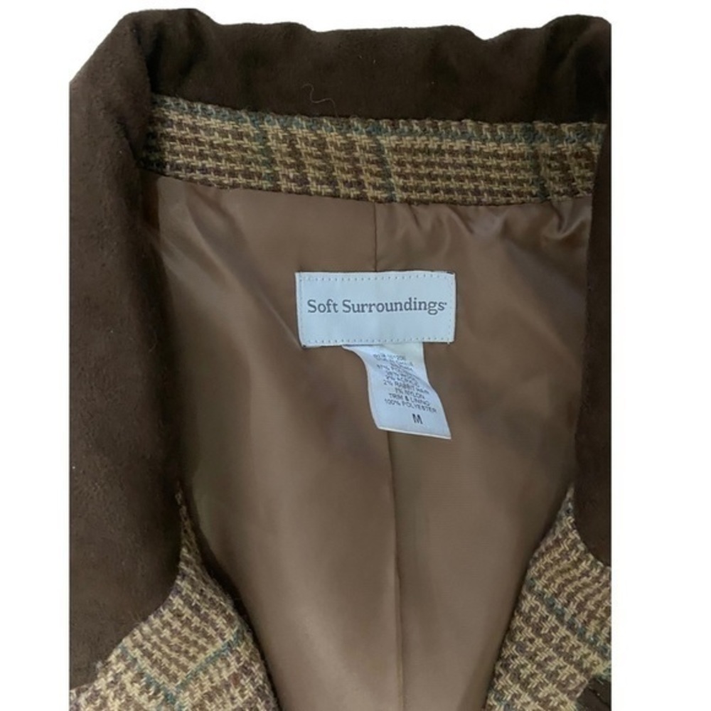 Soft Surroundings Brown Plaid Wool Riding Blazer - Picture 3 of 6